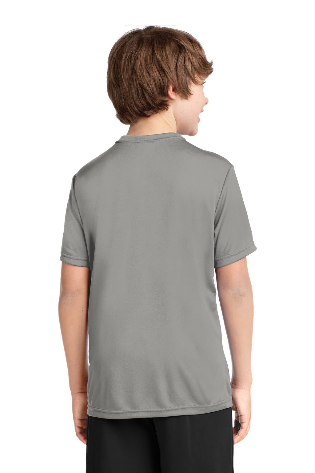 Grey Concrete Port & Co Youth Performance Tee. PC380Y