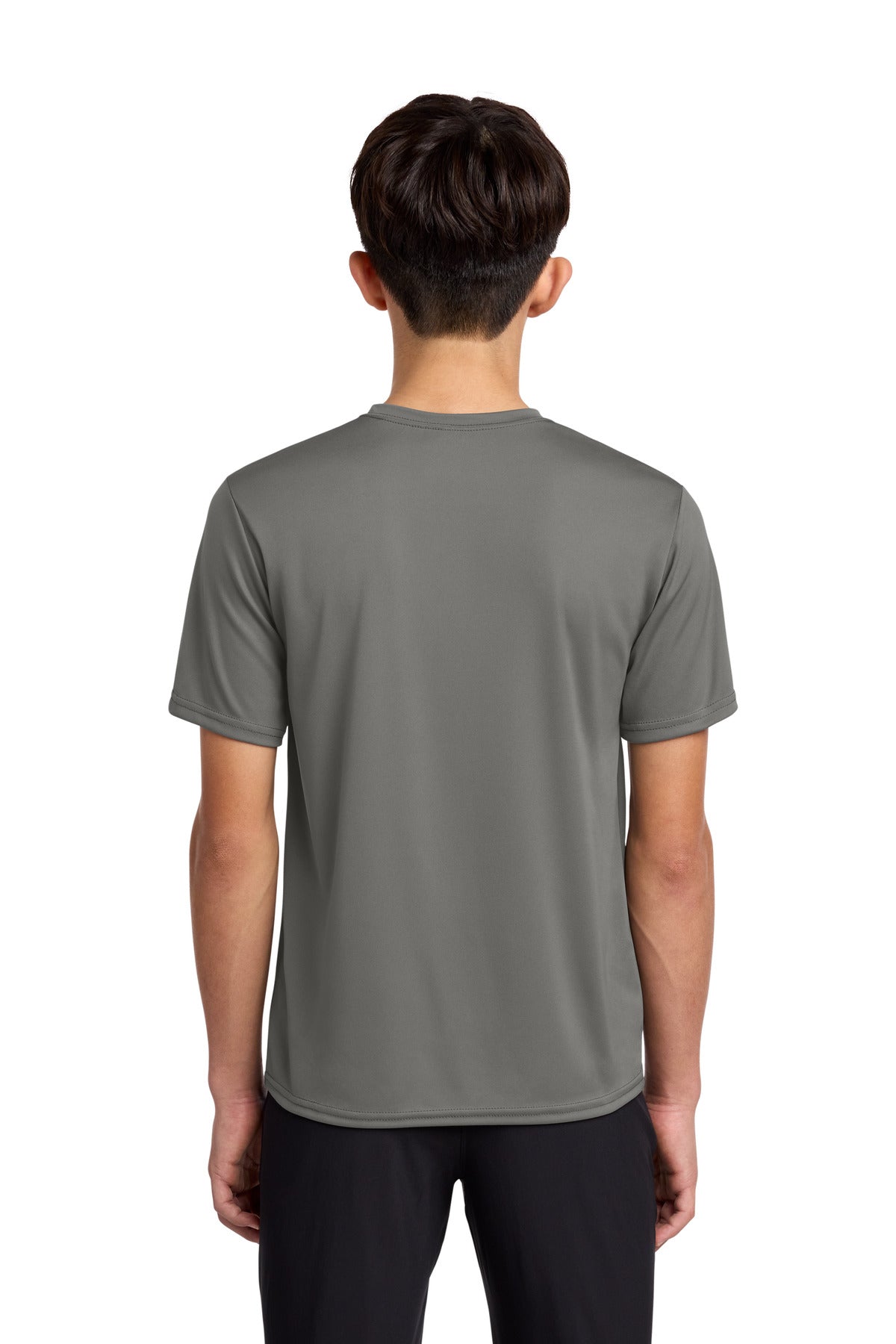 Grey Concrete Port & Co Youth Performance Tee. PC380Y