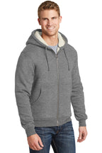 Grey CornerStone Heavyweight Sherpa-Lined Hooded Fleece Jacket. CS625