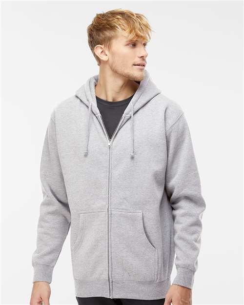 Grey Heather Heavyweight Full-Zip Hooded Sweatshirt - IND4000Z