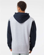 Grey Heather/ Slate Blue Heavyweight Hooded Sweatshirt - IND4000