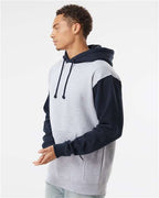 Grey Heather/ Slate Blue Heavyweight Hooded Sweatshirt - IND4000