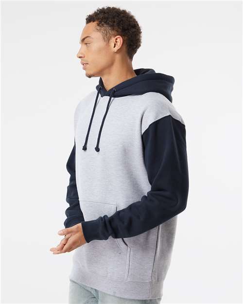 Grey Heather/ Slate Blue Heavyweight Hooded Sweatshirt - IND4000