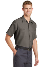 Grey Red Kap Short Sleeve Industrial Work Shirt. SP24