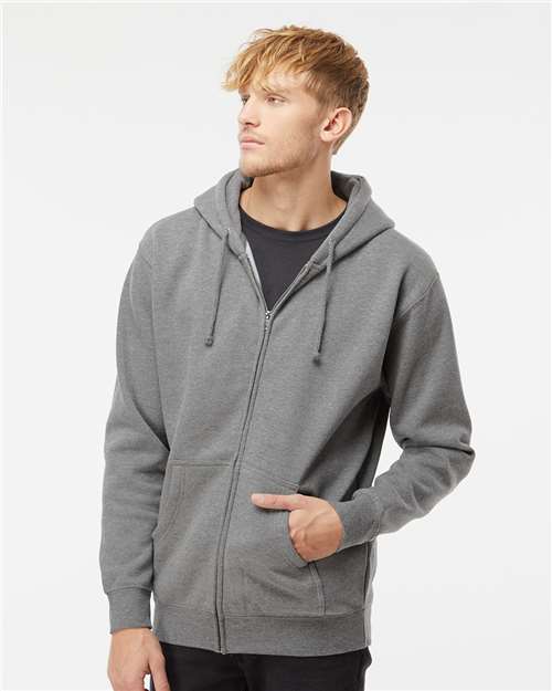 Gunmetal Heather Heavyweight Full-Zip Hooded Sweatshirt - IND4000Z