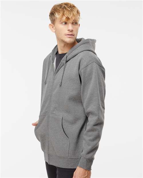 Gunmetal Heather Heavyweight Full-Zip Hooded Sweatshirt - IND4000Z
