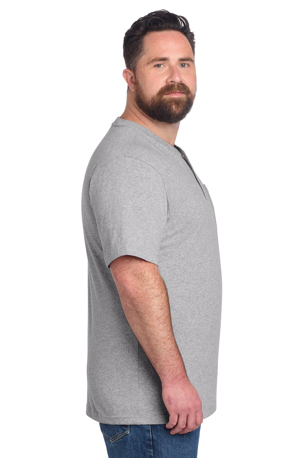 Heather Grey Carhartt Short Sleeve Henley T-Shirt CTK84