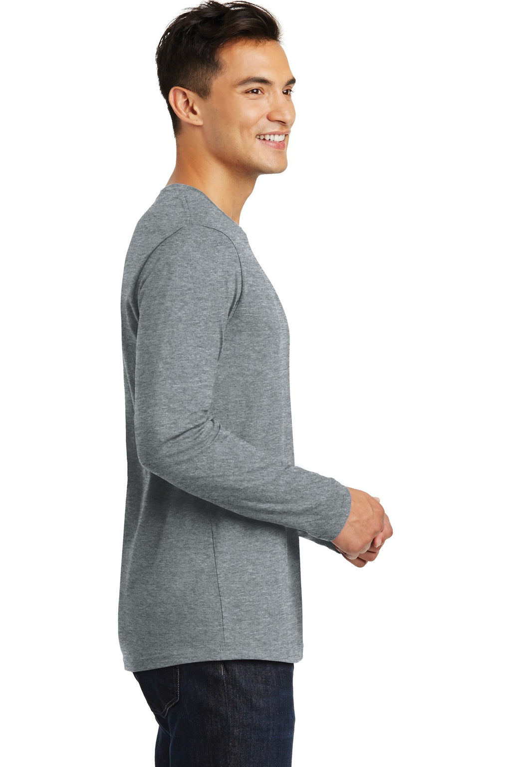 Heather Steel District Perfect Weight Long Sleeve Tee. DT105