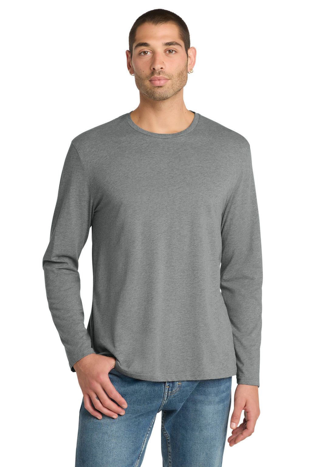 Heather Steel District Perfect Weight Long Sleeve Tee. DT105