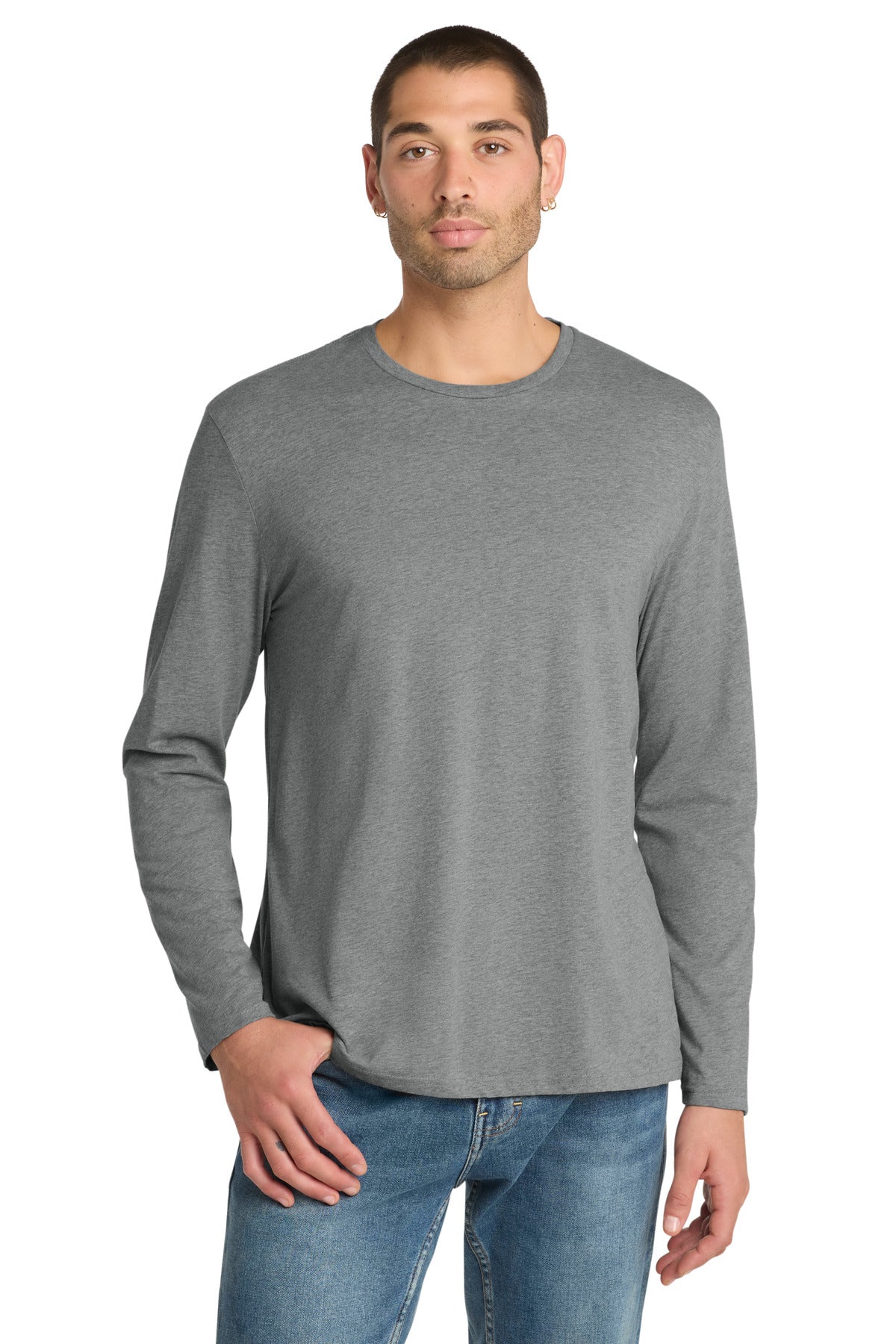 Heather Steel District Perfect Weight Long Sleeve Tee. DT105