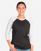 Heather White/ Vintage Black Triblend Three-Quarter Raglan T-Shirt - 6051