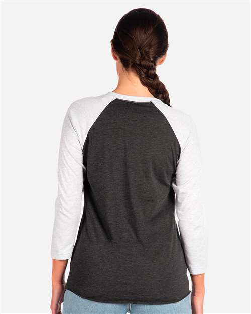 Heather White/ Vintage Black Triblend Three-Quarter Raglan T-Shirt - 6051