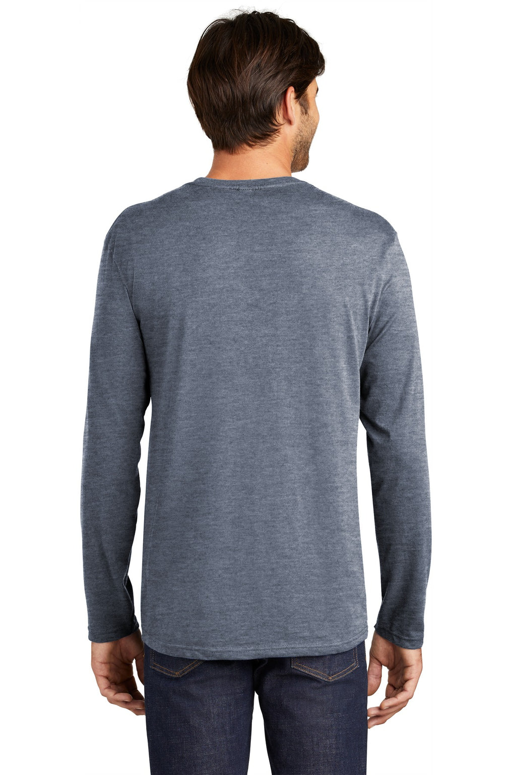 Heathered Navy District Perfect Weight Long Sleeve Tee. DT105