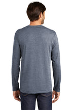 Heathered Navy District Perfect Weight Long Sleeve Tee. DT105