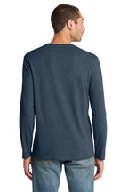 Heathered Navy District Perfect Weight Long Sleeve Tee. DT105