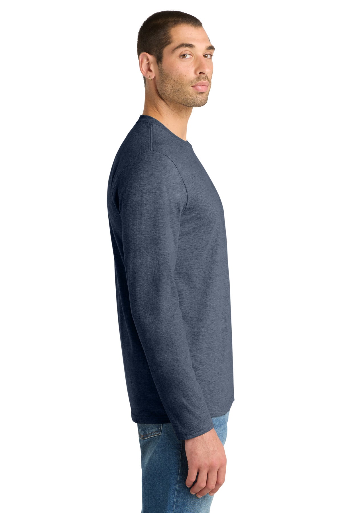 Heathered Navy District Very Important Tee Long Sleeve. DT6200
