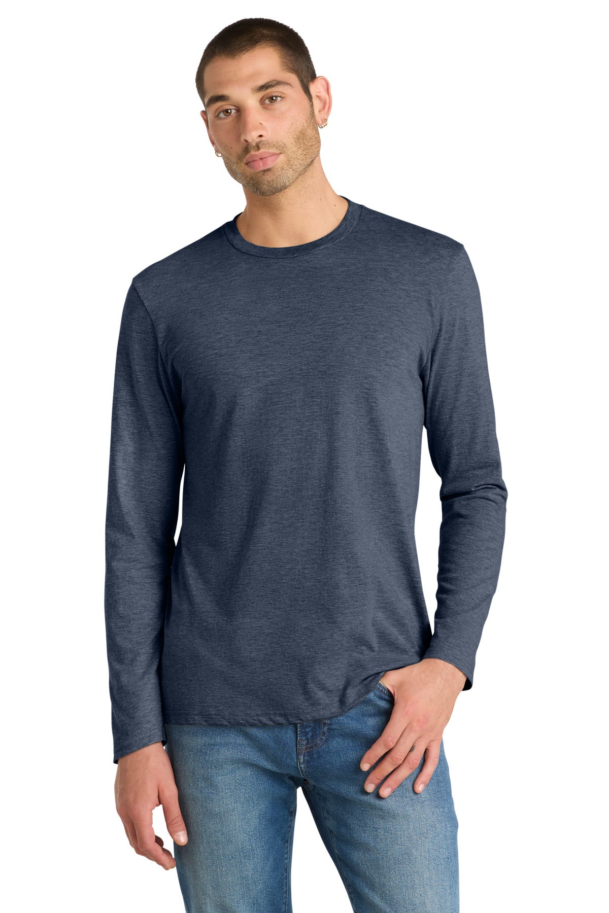 Heathered Navy District Very Important Tee Long Sleeve. DT6200