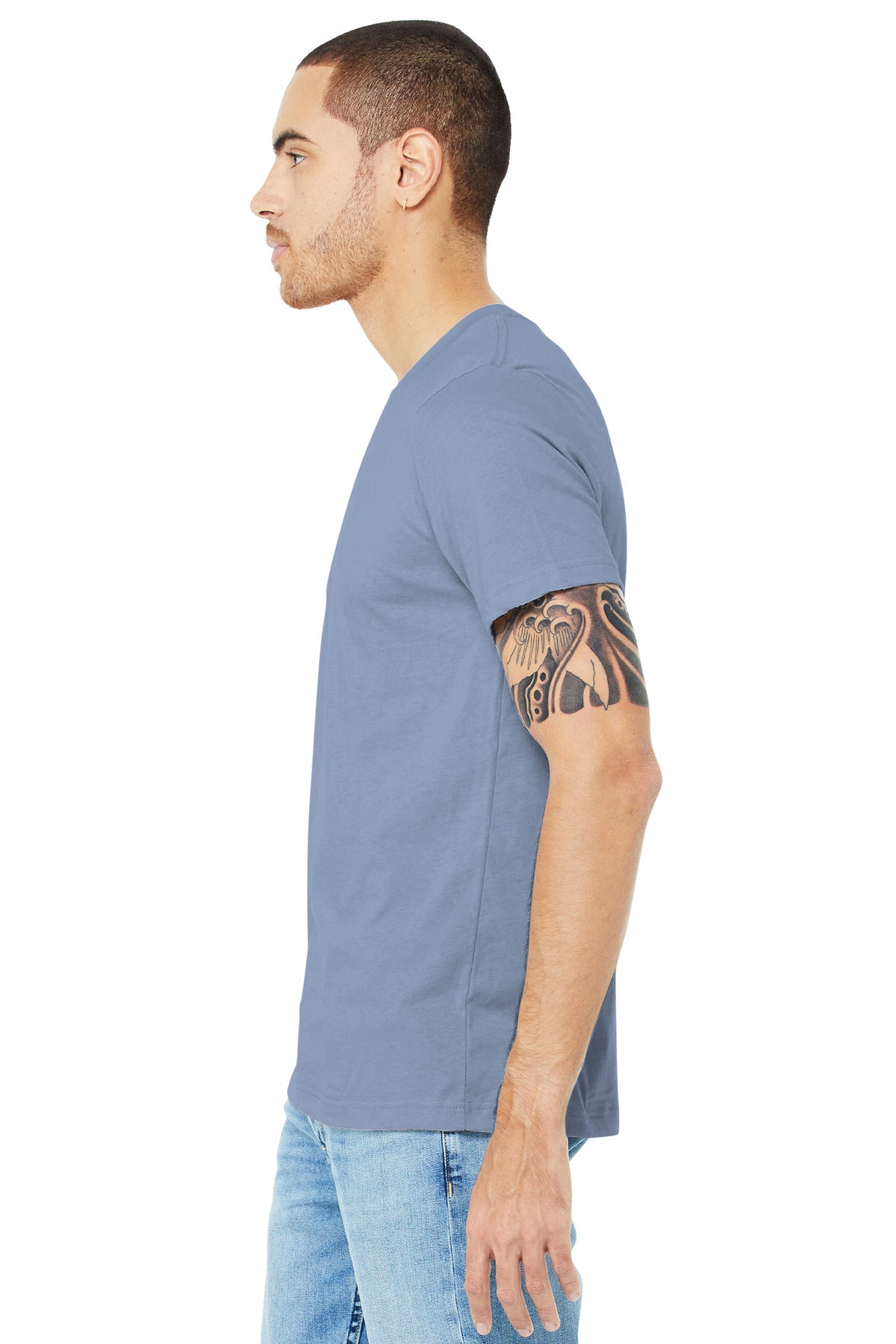 Ht Blue BELLA+CANVAS Unisex Heather CVC Short Sleeve Tee. BC3001CVC