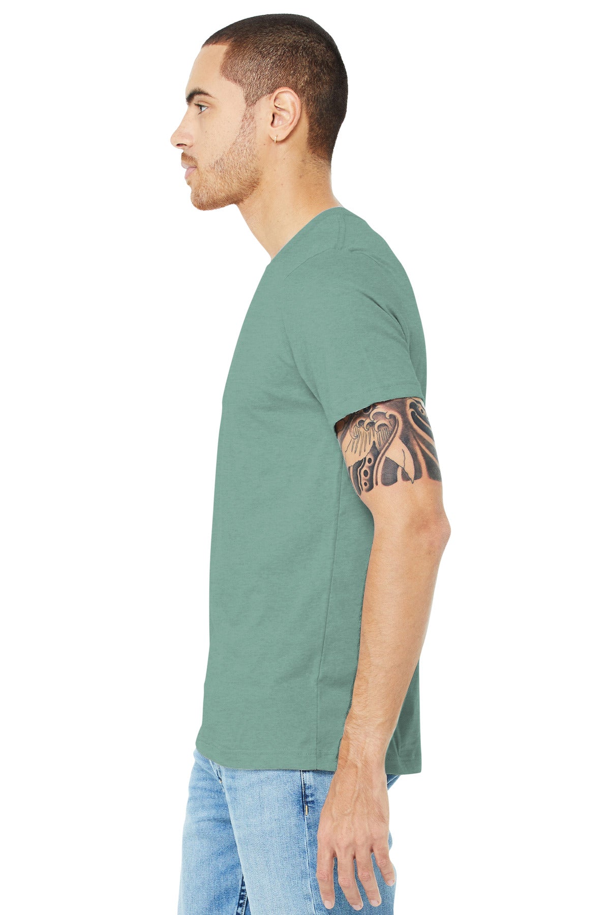 Ht Dusty Blue BELLA+CANVAS Unisex Heather CVC Short Sleeve Tee. BC3001CVC