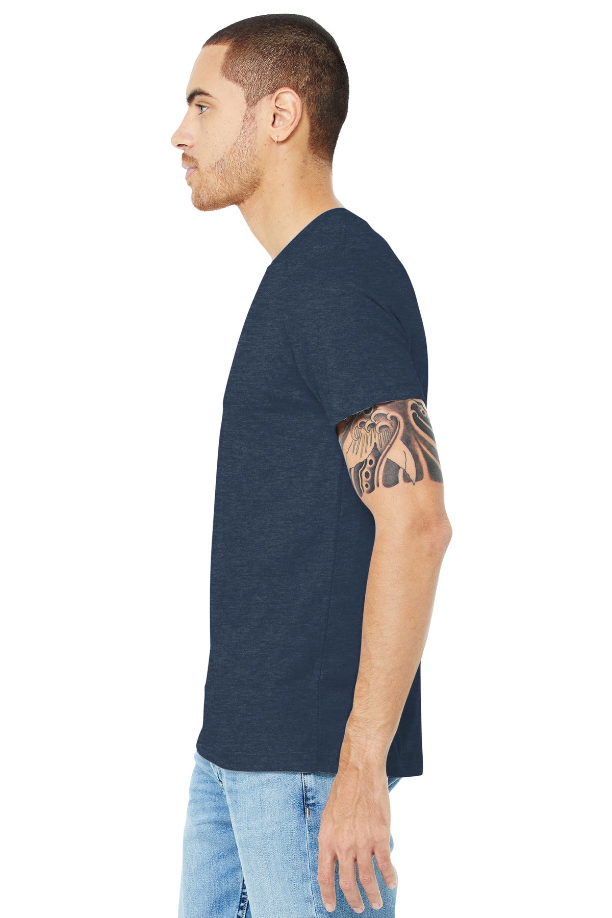 Ht Navy BELLA+CANVAS Unisex Heather CVC Short Sleeve Tee. BC3001CVC