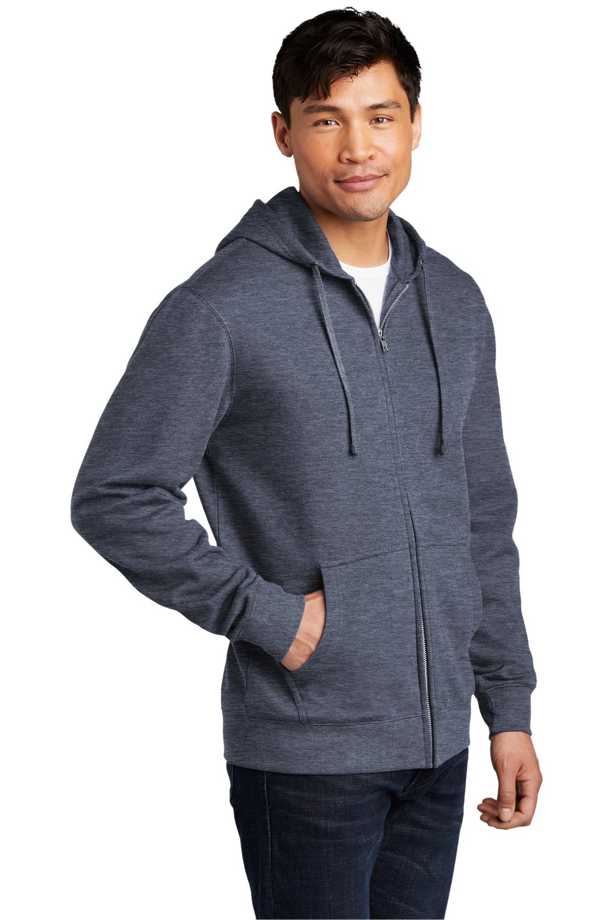 Ht Navy District V.I.T. Fleece Full-Zip Hoodie DT6102