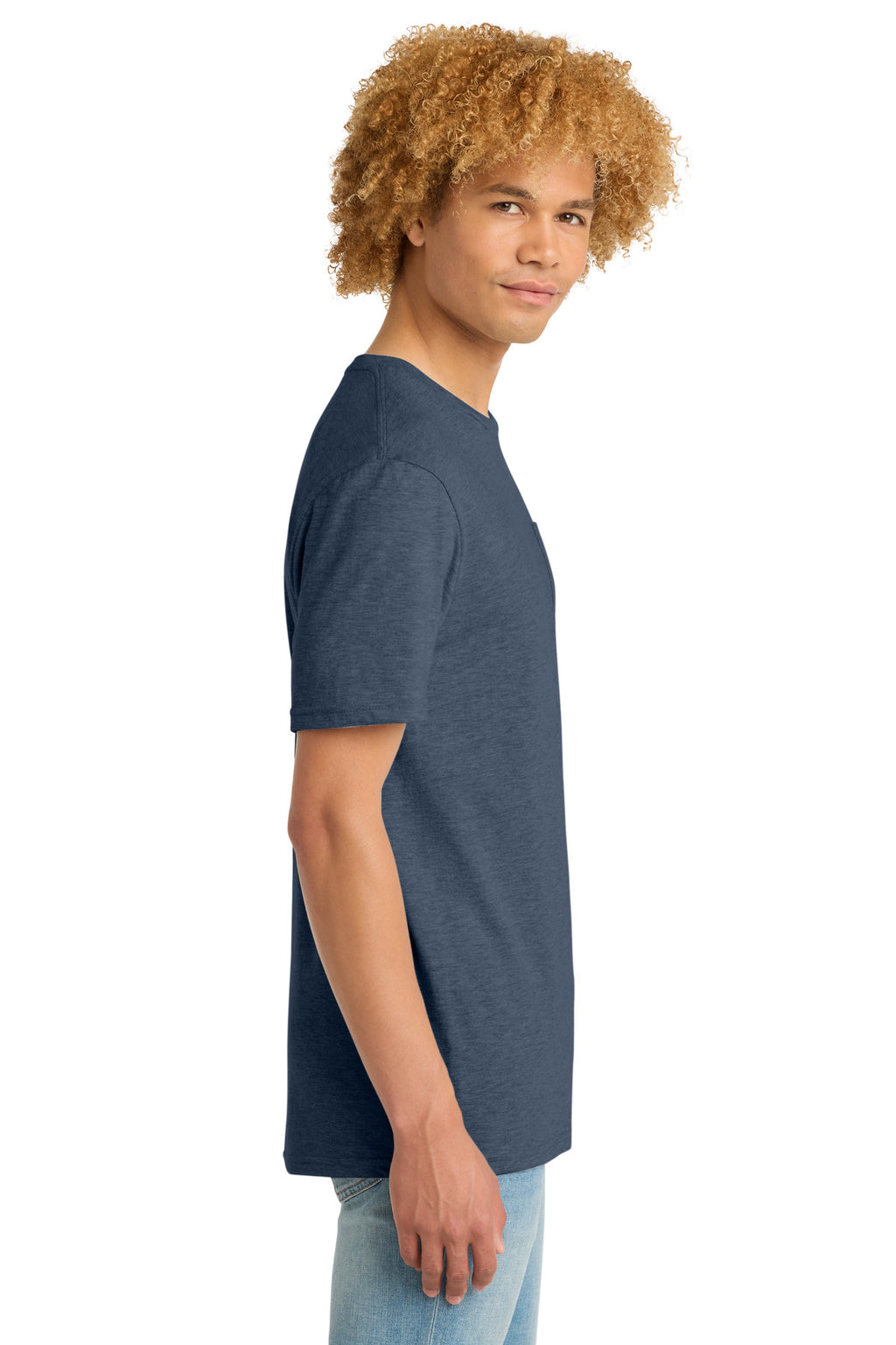 Hthr Navy District Very Important Tee with Pocket. DT6000P