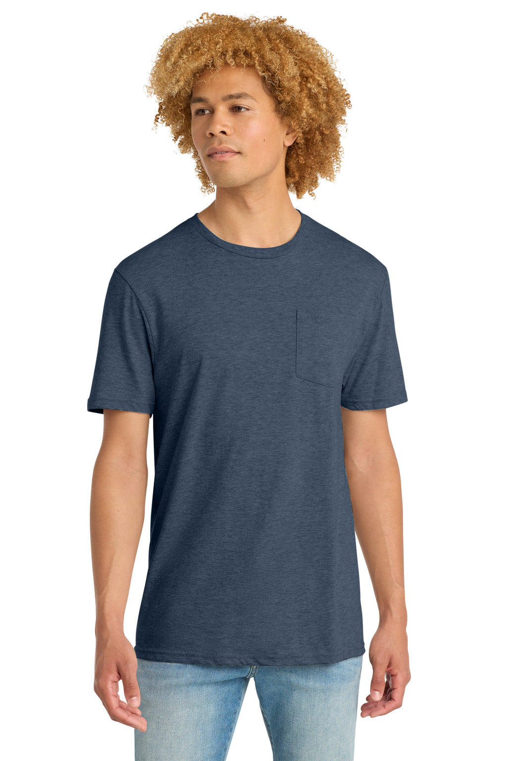 Hthr Navy District Very Important Tee with Pocket. DT6000P