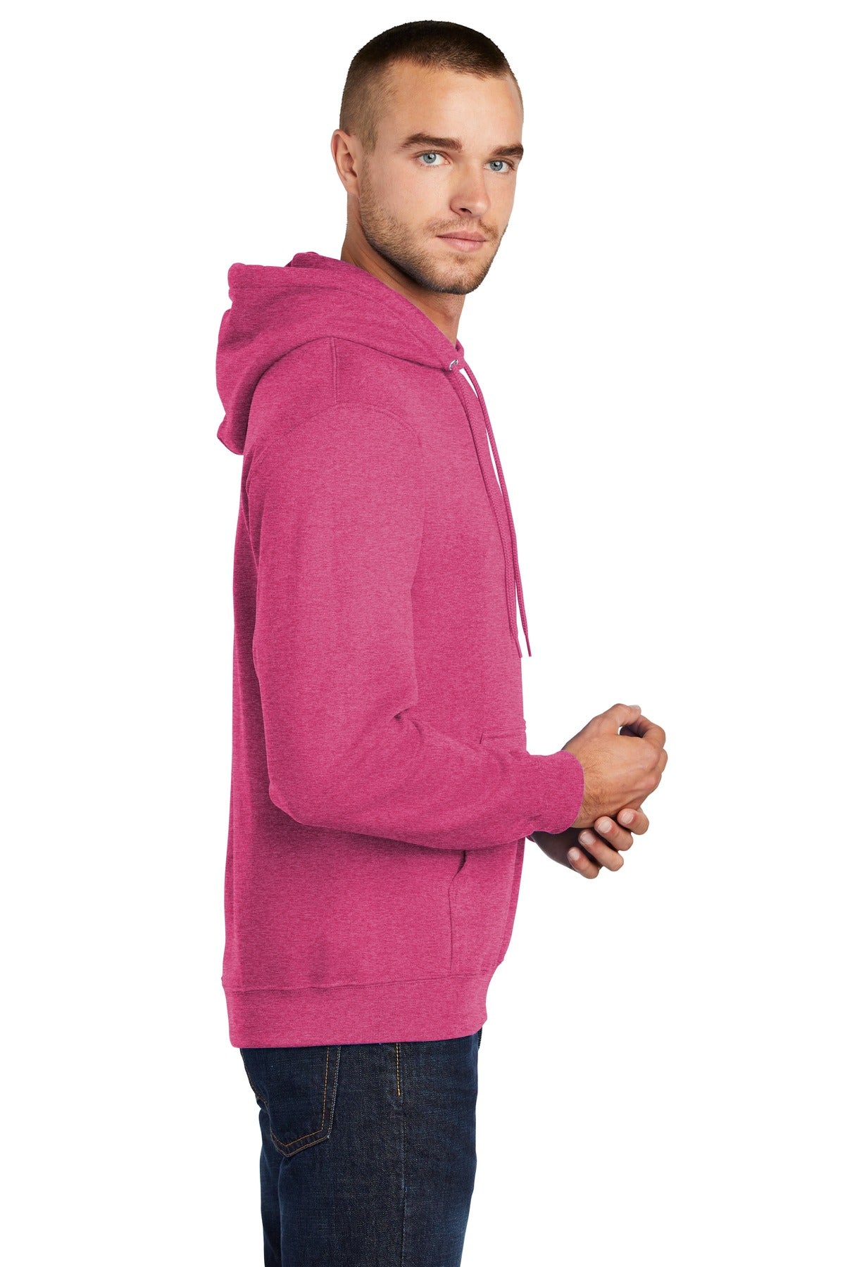 Hthr Sangria Port & Co Core Fleece Pullover Hooded Sweatshirt. PC78H
