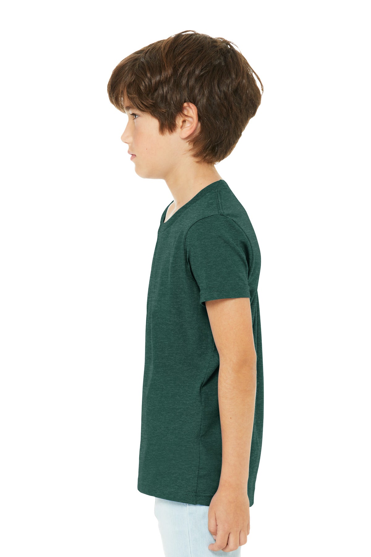 HthrForest BELLA+CANVAS Youth Heather CVC Tee BC3001YCVC