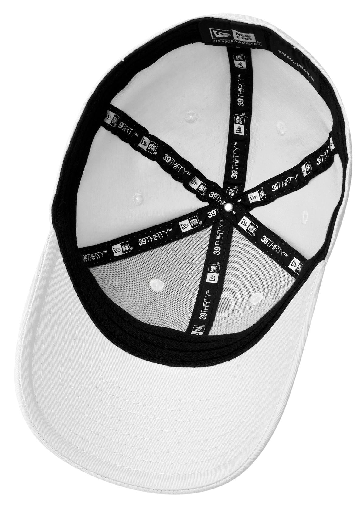 Inside View of White New Era - Structured Stretch Cotton Cap. NE1000