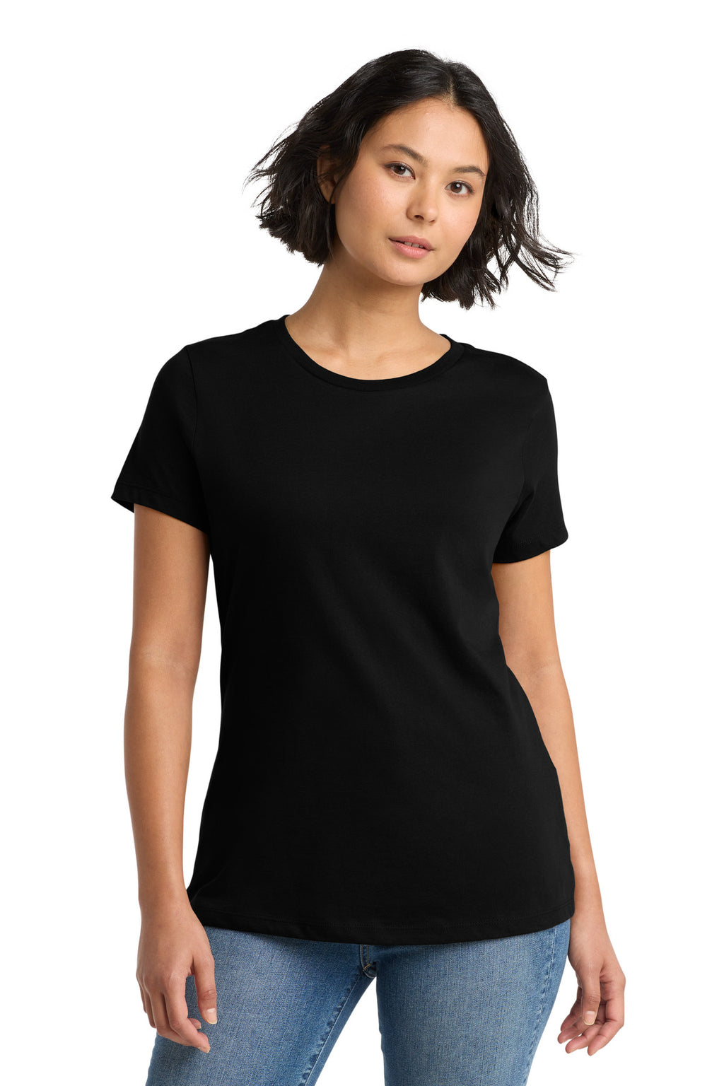 Jet Black District Women's Perfect Weight Tee. DM104L
