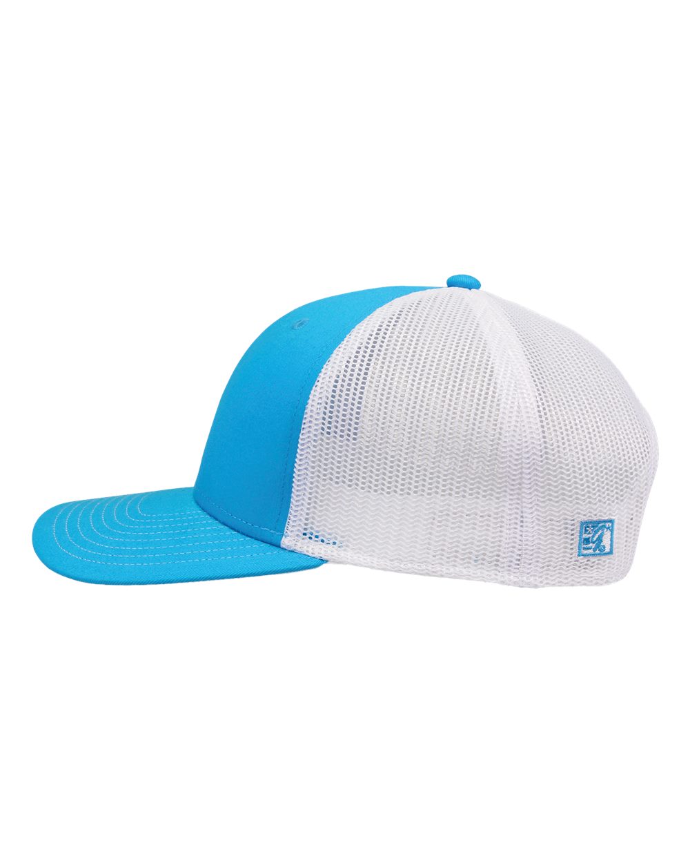 Left View of Aqua Blue/ White Everyday Trucker Cap - GB452E