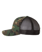 Left View of Army Camo/ Black Printed Trucker Cap - 112P