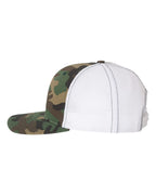 Left View of Army Camo/ White Printed Trucker Cap - 112P
