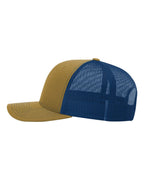 Left View of Biscuit/ True Blue Snapback Trucker Cap - 112