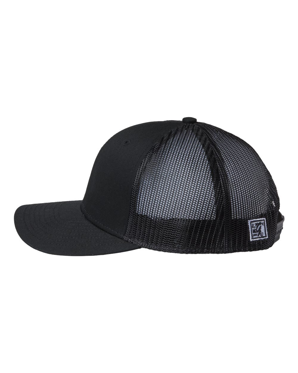 Left View of Black/ Black Everyday Trucker Cap - GB452E