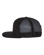 Left View of Black/ Black Wool Blend Flat Bill Trucker Cap - 511