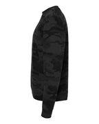 Left View of Black Camo Midweight Crewneck Sweatshirt - SS3000