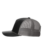 Left View of Black/ Charcoal Five-Panel Trucker with Rope Cap - 112FPR