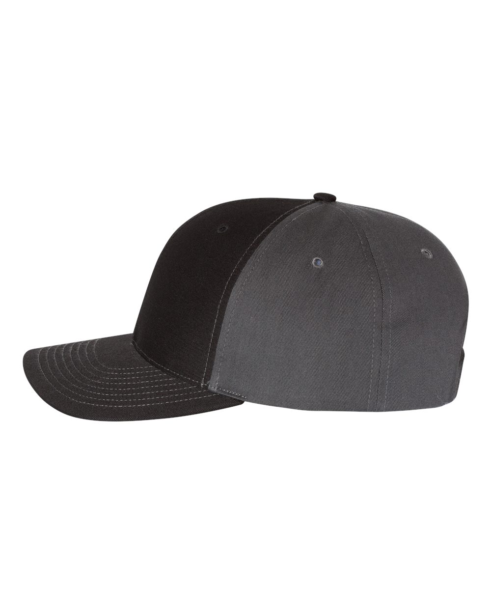 Left View of Black/ Charcoal Twill Back Trucker Cap - 312