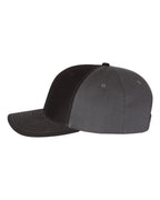 Left View of Black/ Charcoal Twill Back Trucker Cap - 312