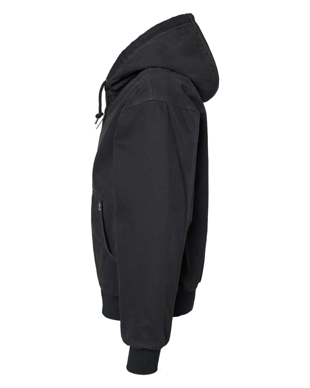 Left View of Black Cheyenne Boulder Cloth™ Hooded Jacket with Tricot Quilt Lining - 5020