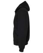 Left View of Black Crossfire Heavyweight Power Fleece Hooded Jacket with Thermal Lining - 7033