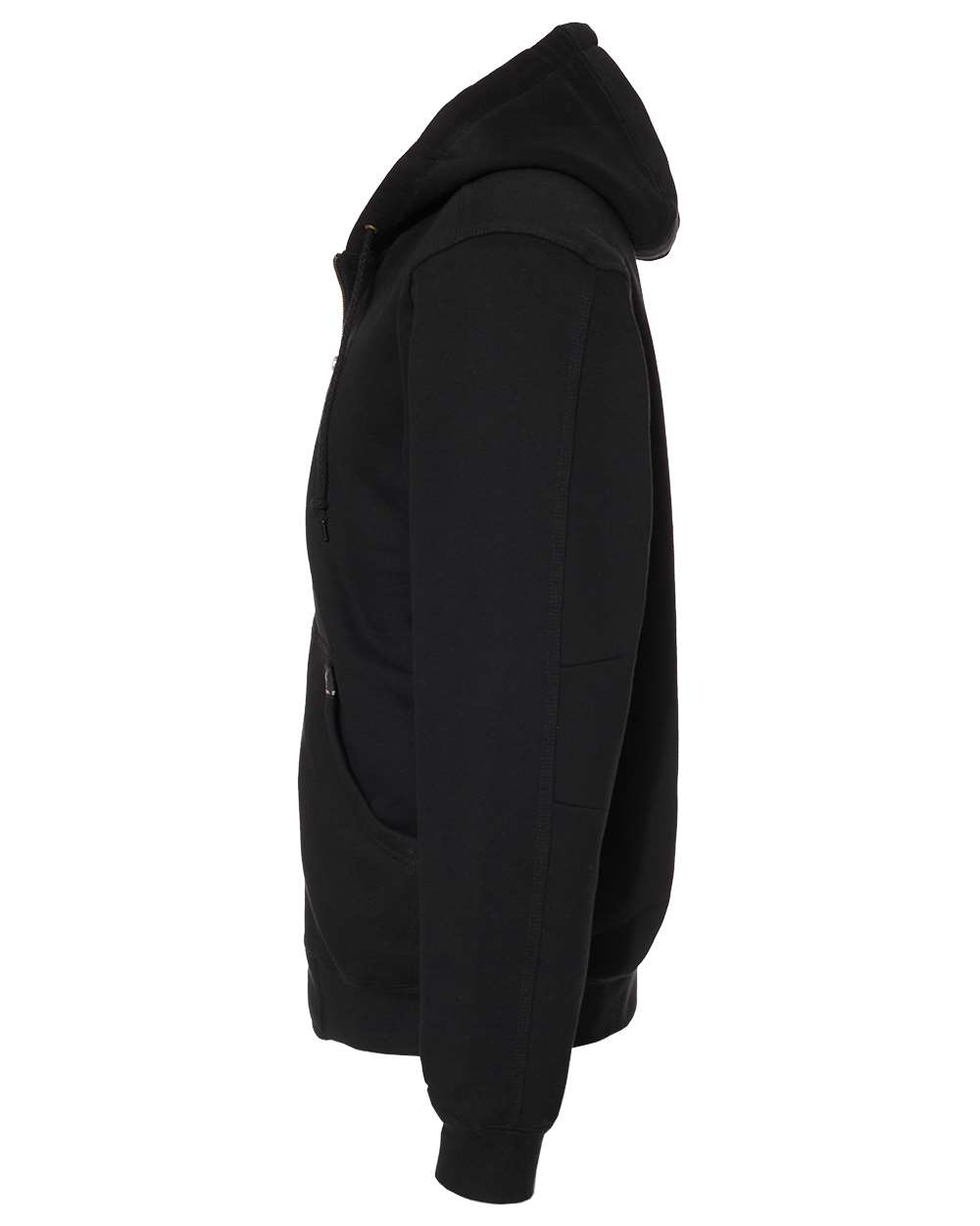 Left View of Black Crossfire Heavyweight Power Fleece Hooded Jacket with Thermal Lining - 7033