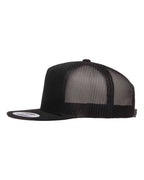Left View of Black Five-Panel Classic Trucker Cap - 6006