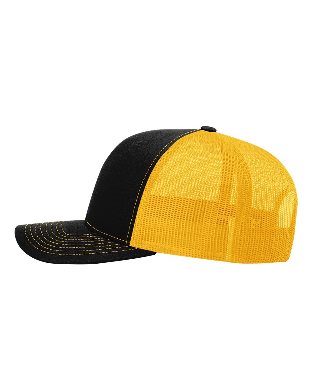 Left View of Black/ Gold Snapback Trucker Cap - 112