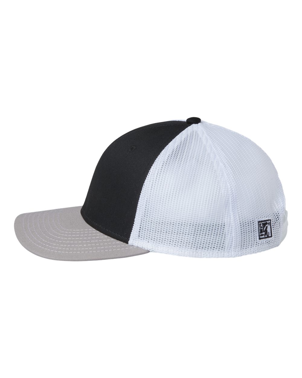 Left View of Black/ Grey/ White Everyday Trucker Cap - GB452E