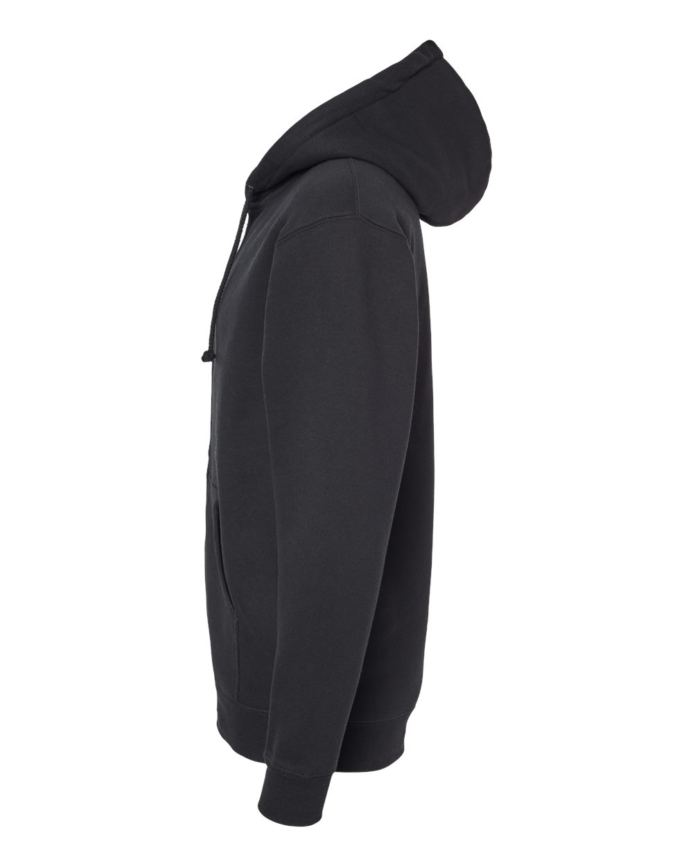 Left View of Black Heavyweight Full-Zip Hooded Sweatshirt - IND4000Z