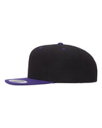 Left View of Black/ Purple Premium Flat Bill Snapback Cap - 6089M