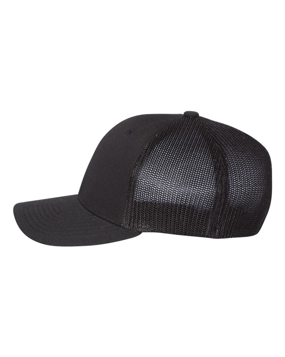 Left View of Black R-Flex Trucker Cap - 110